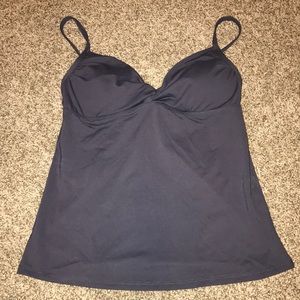 Athleta Tankini Swim Top knot front Sz Small Gray